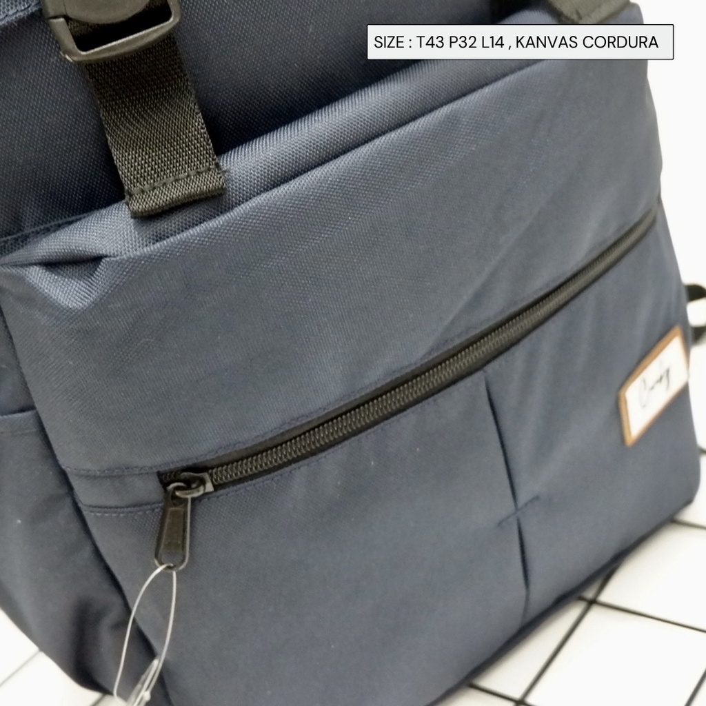 BISA COD tas ransel pria cowok anak dewasa sekolah kantor backpack gesper tutup kanvas cordura murah - Gambar 6