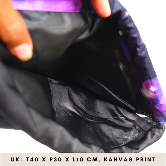 COD Tas Serut Fashion Hot Fashion Men's Women's Print Shoulder Folding Drawstring String Bag Backpack School - Gambar 3