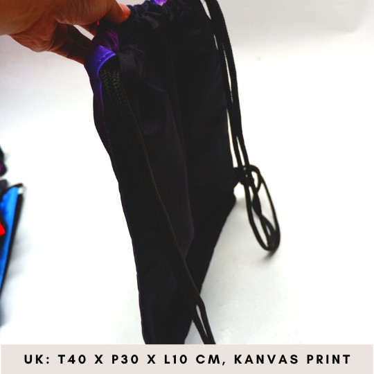 COD Tas Serut Fashion Hot Fashion Men's Women's Print Shoulder Folding Drawstring String Bag Backpack School - Gambar 2