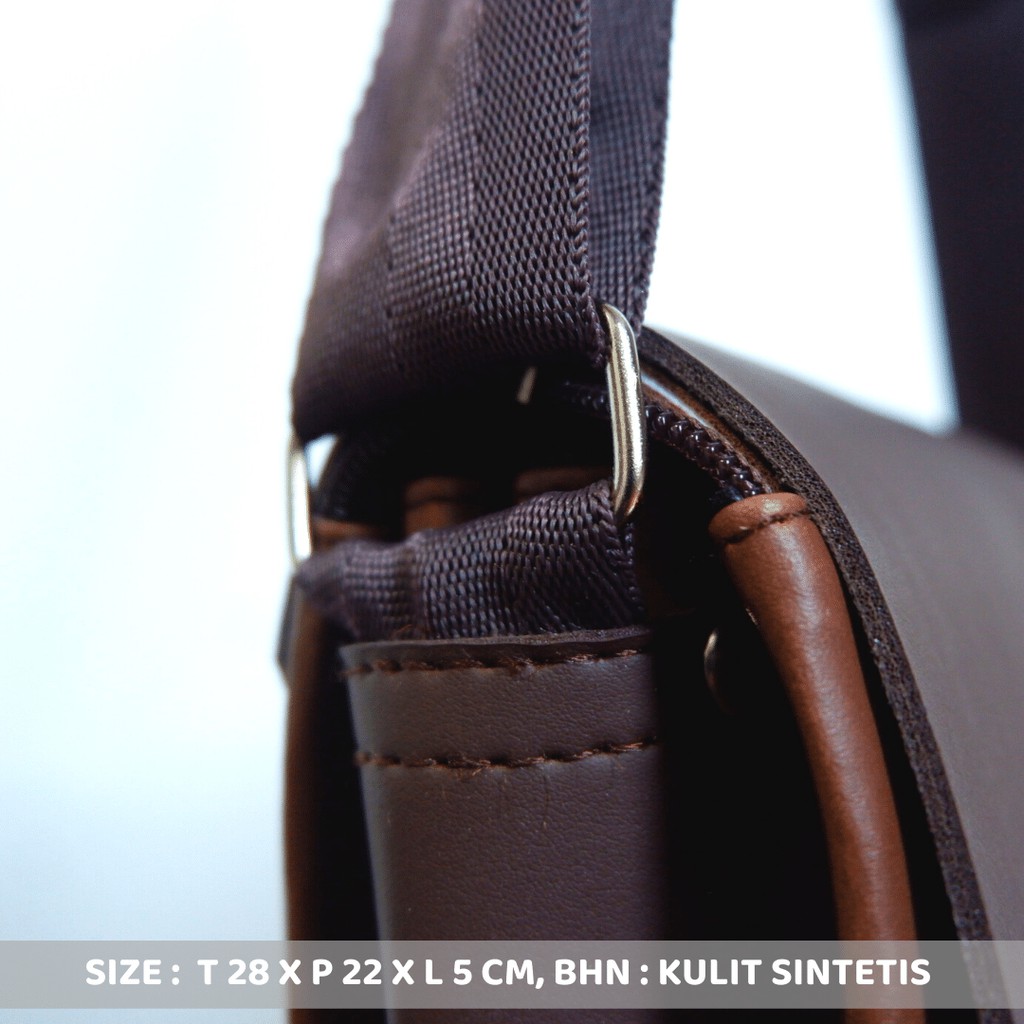 Tas Pria Tas Bahu Selempang Pria POLOS GESPER Kulit SINTETIS Muat Gadget 8 Inchi Slingbag cowok - Gambar 7