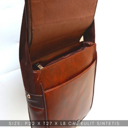 FREE ONGKIR Tas Slempang Selempang Pria Cowok kulit sintetis Sling Bag PU Leather sehari hari - Gambar 6