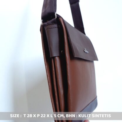 Tas Pria Tas Bahu Selempang Pria POLOS GESPER Kulit SINTETIS Muat Gadget 8 Inchi Slingbag cowok - Gambar 9