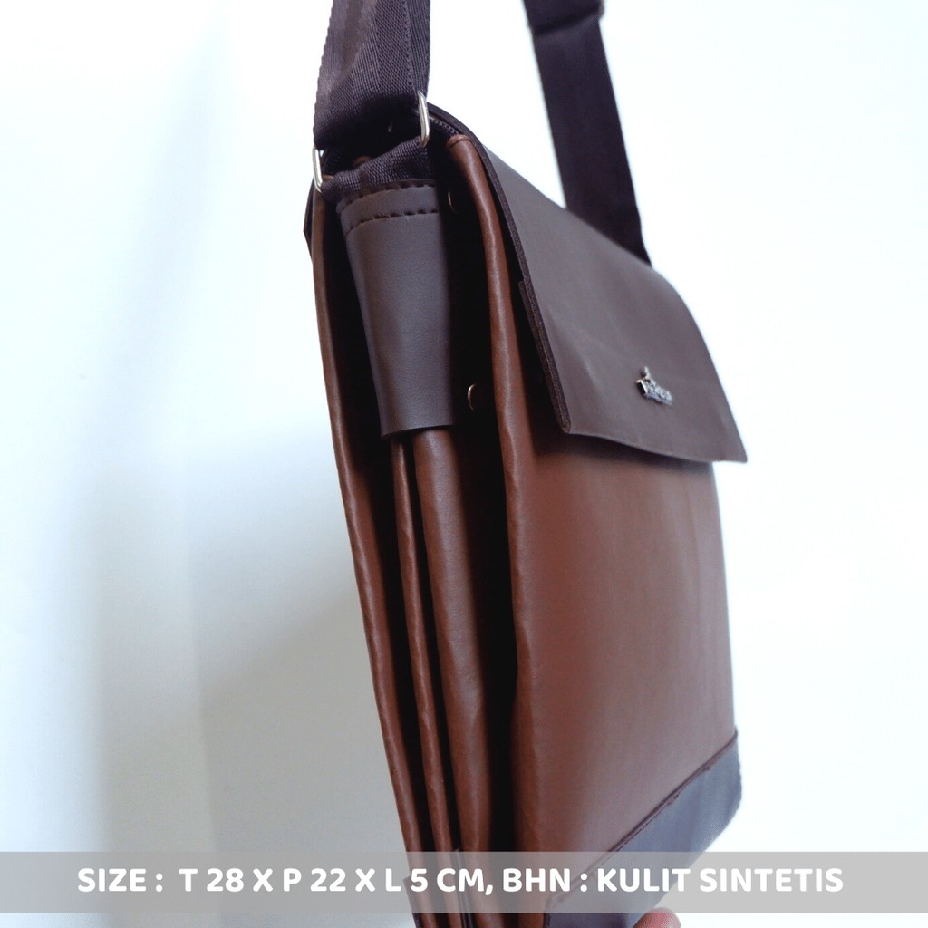 Tas Pria Tas Bahu Selempang Pria POLOS GESPER Kulit SINTETIS Muat Gadget 8 Inchi Slingbag cowok - Gambar 9
