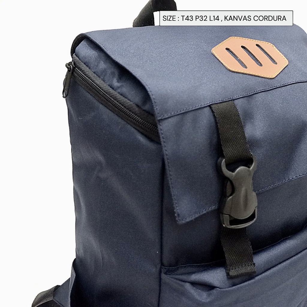 BISA COD tas ransel pria cowok anak dewasa sekolah kantor backpack gesper tutup kanvas cordura murah - Gambar 3