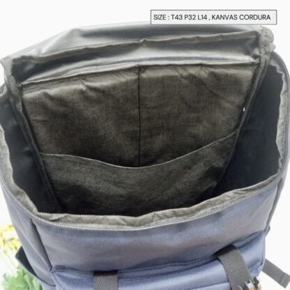 BISA COD tas ransel pria cowok anak dewasa sekolah kantor backpack gesper tutup kanvas cordura murah - Gambar 7