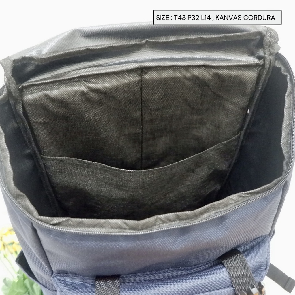 BISA COD tas ransel pria cowok anak dewasa sekolah kantor backpack gesper tutup kanvas cordura murah - Gambar 7