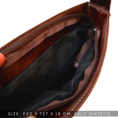 FREE ONGKIR Tas Slempang Selempang Pria Cowok kulit sintetis Sling Bag PU Leather sehari hari - Gambar 8