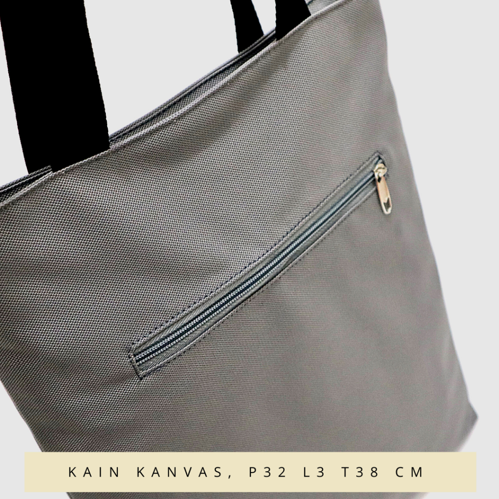 COD in SAJA Totebag fashion krem tali kanvas motif gadis kepang Tas Kuliah dan Pergi Jalan Jalan - Gambar 4