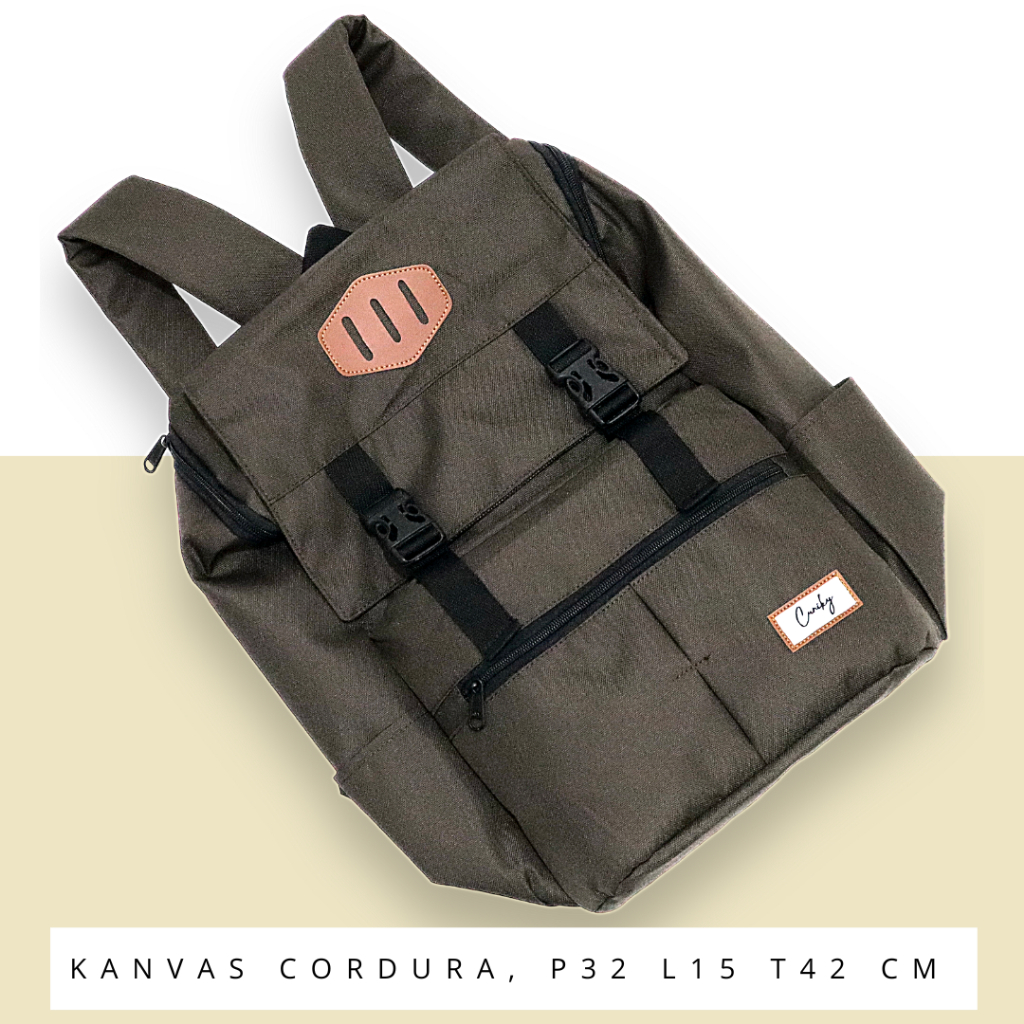 BISA COD tas ransel pria cowok anak dewasa sekolah kantor backpack gesper tutup kanvas cordura murah