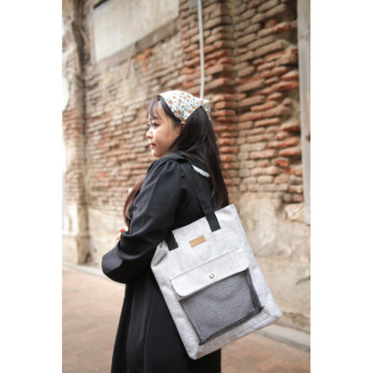 COD in SAJA Totebag fashion krem tali kanvas motif gadis kepang Tas Kuliah dan Pergi Jalan Jalan - Gambar 7