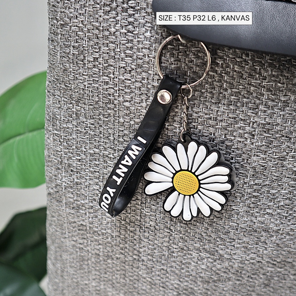 Tas Totebag Wanita Fashion tali hitam Tas Bahu samping murah bisa dropshiping gantungan kunci bunga - Gambar 4