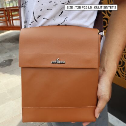 Tas Pria Tas Bahu Selempang Pria POLOS GESPER Kulit SINTETIS Muat Gadget 8 Inchi Slingbag cowok - Gambar 4